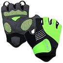 LuxoBike Bike Gloves (Green - Half Finger, L)