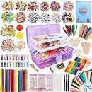 TAVADA Kit Manualidades Niños, 3000+PCS - Creativo Material DIY Arts Crafts - Juegos con Pompoms, Palos y Papel de Colores