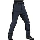 Hiking Trousers for Mens UK Sale Softshell Outdoor Walking Trousers Winter Fleece Lined Pants Sweatpants Trousers Snowboarding Pants with Zip Pockets Navy