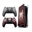 HK Studio PS5 Skin Sticker Disc Edition for Console, 2 Controllers - Black & Red Spider Style, No Bubble, Self Adhesive, Vinyl Decal for Covering PS5 Faceplate - PS5 Console Skin - PlayStation 5 Skins