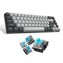 MageGee Portable 60% Gaming Mechanical Keyboard, Minimalist MK-Box Ice Blue Backlit Compact 68 Keys Wired Office Keyboard with Blue Switch for Windows Laptop PC Mac Convenient(Black & Grey)
