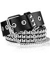 Studded Belt for Women PU Leather Punk Belt Threads Goth Pyramid Belt Square Beads Belt with Studs Rock Rivets Belt for Women Men Gothic Jeans Belt Clothing Accessories (Black)