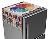 Kuber Industries Flower Printed Polyster Fridge Top Cover, Protect for Scratches, Wear & Tear and Dust with 6 Utility Side Pockets (Multicolor), Standard
