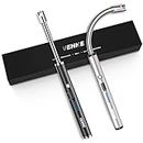 VEHHE Candle Lighter, 2 Pack Rechargeable Electric Lighter with LED Battery Display Safety Switch, Flexible Neck USB Lighter for Candles Camping Grill Gas Stoves Cooking (Black and Silver)
