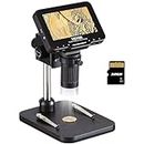 VEVOR LCD Digital Microscope for Adults Kids, 4.3" IPS Screen, Coin Microscope 50X - 1000X Magnification with 8 LED Lights, PC View, 32GB SD Card, USB Microscope for Windows/MacOS, Black