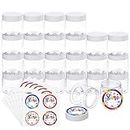 Habbi 24 Pack 6oz Slime Containers with Lids Plastic Jars for White Water-Tight Lids and Stickers Mini Storage for DIY Slime Making, Candy, Beads, Art Crafts, Lotion