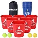 Aivalas Giant Yard Pong Outdoor Games, Yard Games Set Including 12 Buckets, 4 Balls and a Carry Bag for Beach, Camping, Lawn and Backyard (Red/Black)