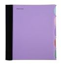 Mintra Office Durable PREMIUM Spiral Notebook, ((Lavender, 5 Subject (8.5in x 11in)) - Fabric Covered Coils, No Snags, College Ruled, Adjustable PocketDividers, Ruler, Organization, Student, School