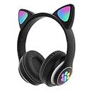 TOKANI Kids Headphones, Bluetooth Wireless Headphones for Kids Teens Adults, Over-Ear Bluetooth Headphones with Microphone, Cat Ear Headphones for Girls Women (Black)