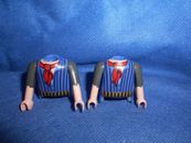 Playmobil Western 2 x upper striped blue wrap arms gray sleeves excellent