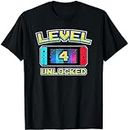 X.Style Level 4 Unlocked Birthday Boy 4 Years Old Video Games ds1311 T-Shirt (S) Black