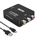 Amtake RCA to HDMI 1080P AV RCA to HDMI Converter Composite CVBS AV to HDMI Video Audio Converter Adapter for PS2 Wii Xbox SNES N64 VHS VCR Camera DVD, Supporting PAL/NTSC with USB Power Cable