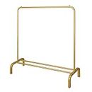 JIUYOTREE Metal 43.3 Inches Garment Rack with Bottom Shelf Clothing Rack for Hanging Clothes Coats Skirts Shirts Sweaters Gold