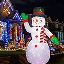 Decfine 8 Feet Christmas Inflatable Snowman Lighted Blow Up Christmas Yard Decoration with Built in Fan and Anchor Ropes (01-Snowman)