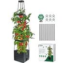 MQUPIN Tomatoes Planter Boxes Raised Garden Bed with Trellis for Climbing Vegetables Plants, Self-Watering Planter Boxes Outdoor Adjustable Vine Support