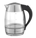 Healthy Choice 1.7L Cordless Glass Kettle with stainless steel trim and lid, with Automatic Shut Off 1.7L, Blue LED - the Best Hot Water Heater for Tea, Coffee, Soup, and More