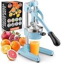 Zulay Kitchen Cast-Iron Orange Juice Squeezer - Heavy-Duty, Easy-to-Clean, Professional Citrus Juicer - Durable Stainless Steel Lemon Squeezer - Sturdy Manual Citrus Press & Orange Squeezer (Blue)