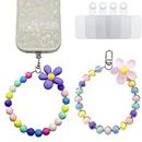 PANGDUO Universal Phone Charms 2PCS Handmade Colorful Acrylic Cell Phone Lanyard & 4PCS Phone Tether Tab Compatible with All Smartphone, Acrylic, No Gemstone
