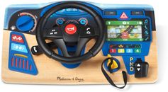 Interactive Wooden Dashboard Steering Wheel Pretend
