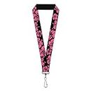 Buckle-Down Unisex-Adult's Lanyard Key Chain, Hibiscus Weathered Black/Pink, Default