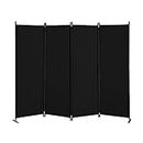 4 Panel Folding Privacy Screens, Folding Privacy Screen for Office, Partition Room Separators, Freestanding Room Fabric Panel (Black)