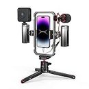 SmallRig All-in-One Video Kit Aluminum Mobile Phone Video Rig Vlogging Kits W/Tripod, RGB Light and Mic for iPhone 14/13 Pro/Max for Huawei for Tiktok, Live Streaming/Vlogging - 3591C