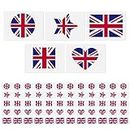 Pack of 60 Union Jack Temporary Tattoos for Adults Kids, 5 Styles British Flag Tattoo Stickers Party Supplies for His Majesty King's Birthday, British Theme Royal Events Decorations