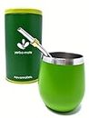 Novomates Yerba Mate Gourd - Best Yerba Mate Set - Includes Double Wall Stainless Steel Yerba Mate Cup With Stainless Steel Mate Bombilla Straw and Yerba Container - Gourd 8oz (237ml)