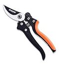 Sharpex Heavy Duty 8 Inch Garden Bypass Pruning Shears | SK5 Carbon Steel With Teflon Coating Blade | Tree Trimmers Secateurs, Plant Cutter For Home Gardening Scissors, Plant Branch Cutter For Tree