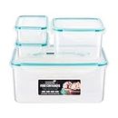 HOMESHOPA Premium Airtight Food Storage Containers Set of 4, Large Lunch Boxes with Carrying Handle, Reusable Plastic Containers with Lids, Leakproof, BPA Free, Dishwasher, Freezer, Microwave Safe