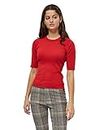 Minus Dasia Knit Tee, T-shirt in Maglia, Donna, Rosso (6030 Lava Red), XS