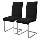 Juego de 2 sillas de imitación de cuero negro con respaldo alto silla ergonómica