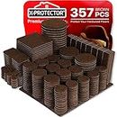 X-PROTECTOR 357 pcs Premium Huge Pack Felt Furniture Pads! Huge Quantity of Felt Pads Furniture Sliders with Many Big Sizes – Your Ideal Wood Floor Protectors. Protect Your Hardwood & Laminate Floor!