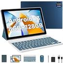 2024 Newest Android 13 Tablet with Keyboard 10 Inch 2 in 1 Tablets, 8GB RAM+128GB ROM/1TB Expandable Tablet PC, Quad-Core 2.0GHz CPU 10" HD Screen, 2.4G/5G WiFi 6 BT 5.0 Tableta with Case Mouse Stylus
