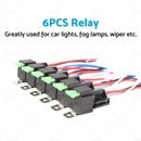 6PCS 30AMP 12V Relay 4 PIN Automotive 30A Normally Open Contact Fused + 30A Fuse