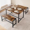 44.4" Dining Table Set for 4,Small Kitchen Table Set with 2 Benches for kitchen