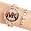 Michael Kors Uhr   Damenuhr Armbanduhr MK3475 Slim Runway Chain  IP RoseGold neu