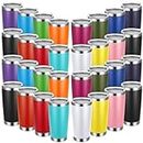 Sabary 50 Pcs 20 oz Stainless Steel Tumbler Bulk with Lids Insulated Vacuum Travel Mug Powder Coated Coffee Mug Stainless Steel Skinny Tumbler Cup for Coffee Beverages Hot Cold Drinks (Bright Color)