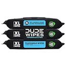 DUDE Wipes - Flushable Wipes - 48 Count (Pack of 3), 144 Wipes - Unscented Extra-Large Adult Wet Wipes - Vitamin-E & Aloe - Septic and Sewer Safe