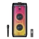Akai PartyMate Pro PM-100P Outdoor Bluetooth Speaker with 100 Watt RMS Sound, Up to 5 hrs Playtime, Supporting Wireless Mic with Recording, Karaoke, TWS, BT, Guitar & AUX Input, & USB/TF Card (Black)