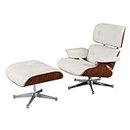 Eames Lounge Chair White, Leather Modern Lounge Chair, Oversize Living Room Chair