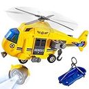 HERSITY Rescue Helicopter Toy with Light and Sound Push and Go Cars Educational Toys Gifts for Kids Boys Girls 3 4 5 6 Years Old (1:16)