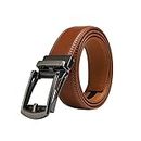 VRLEGEND Men's Leather Belt, Suit Belt, Jeans Belt, Automatic Adjustable Buckle, 3.5 cm Wide, Gift Idea, brown, 160 cm