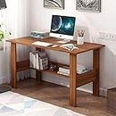 Lukzer Engineered Wood Computer Desk with One Tier Shelves Laptop Study Table for Office Home Workstation Writing Modern Desk (ST-004/Oak Brown / 90 x 50 x 77 cm)