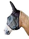 AJ Tack Deluxe Horse Fly Mask with Ears Heavy Duty Nylon Mesh Black S