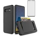 Asuwish Phone Case for Samsung Galaxy S10 Plus with Tempered Glass Screen Protector Cover and Cell Accessories Card Holder Slot Kickstand Glaxay S10+ Galaxies S10plus 10S Edge S 10 10plus SM Black