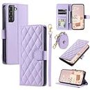 Furiet Wallet Case for Samsung Galaxy S22 Plus S22+ 5G with Wrist Strap Shoulder Strap, Multiple Card Slots Folio Purse, PU Leather Stand Phone Cover for S22+5G S22plus 22S + S 22 22+ Women Men Purple