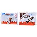 Kinder Chocolate Single Bars, 6-Pack. Individually Wrapped Milk Chocolate Bars (126g) & Bueno Chocolate and Hazelnut Cream Candy Bar, 3 Packs, 2 Individually Wrapped Bars Per Pack (129g)