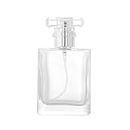 Enslz 50ml ï¼Ë†1.69Ozï¼â€°Thick Square Flint Glass Refillable Perfume Bottle, Square Portable Cologne Atomizer Empty Bottle with Spray Applicator For Travel (Transparent)