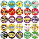 Yoklili Pack of 600 3/4" Teacher Reward Motivational Stickers for Kids, Incentive Sticker for Children Students Classroom, 24 Designs